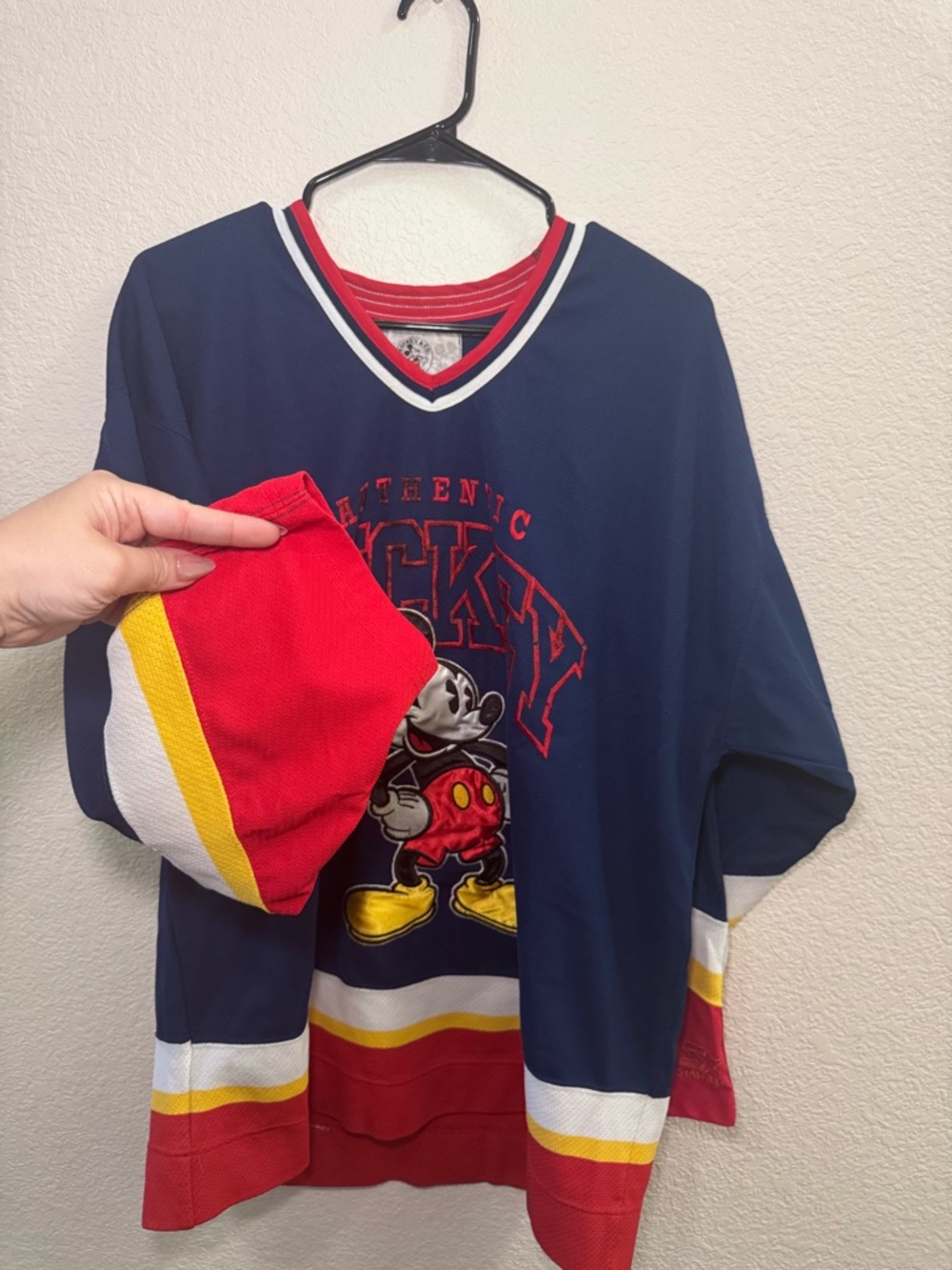 STARTER Mickey & Co Sports Navy Jersey with Red & White V-Neck Trim